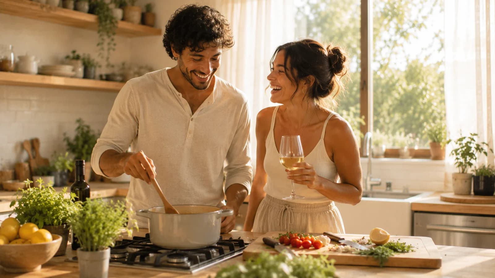 Pareja en la cocina